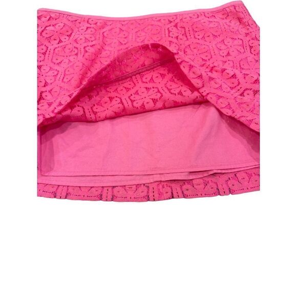 Lilly Pulitzer Pink Lace Overlay Low Rise Mini Skirt Size 8 Pink - Picture 5 of 10